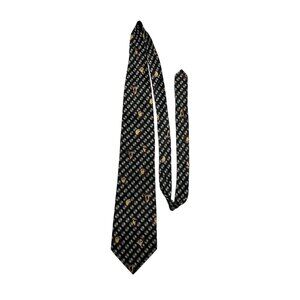 Vintage Looney Tunes Taz Necktie – Black Geometric Print – 2000 Warner Bros